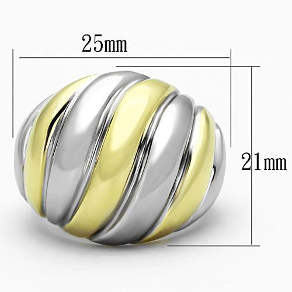 ARTK1219 Stainless Steel Two Toned IP Dome Fashion Ring Women's Size 5-10